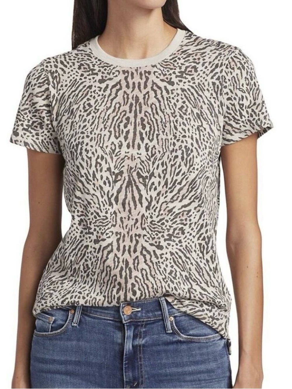 ATM Anthony Thomas Melillo Cream and Brown Leopard Print Tee retail $95